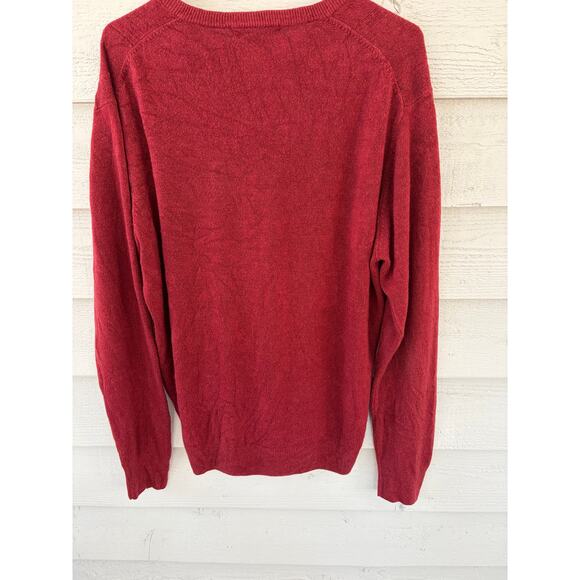 Geoffrey Beene XL Red V Neck Sweater Textured Knit Pullover Classic Casual - Picture 6 of 6